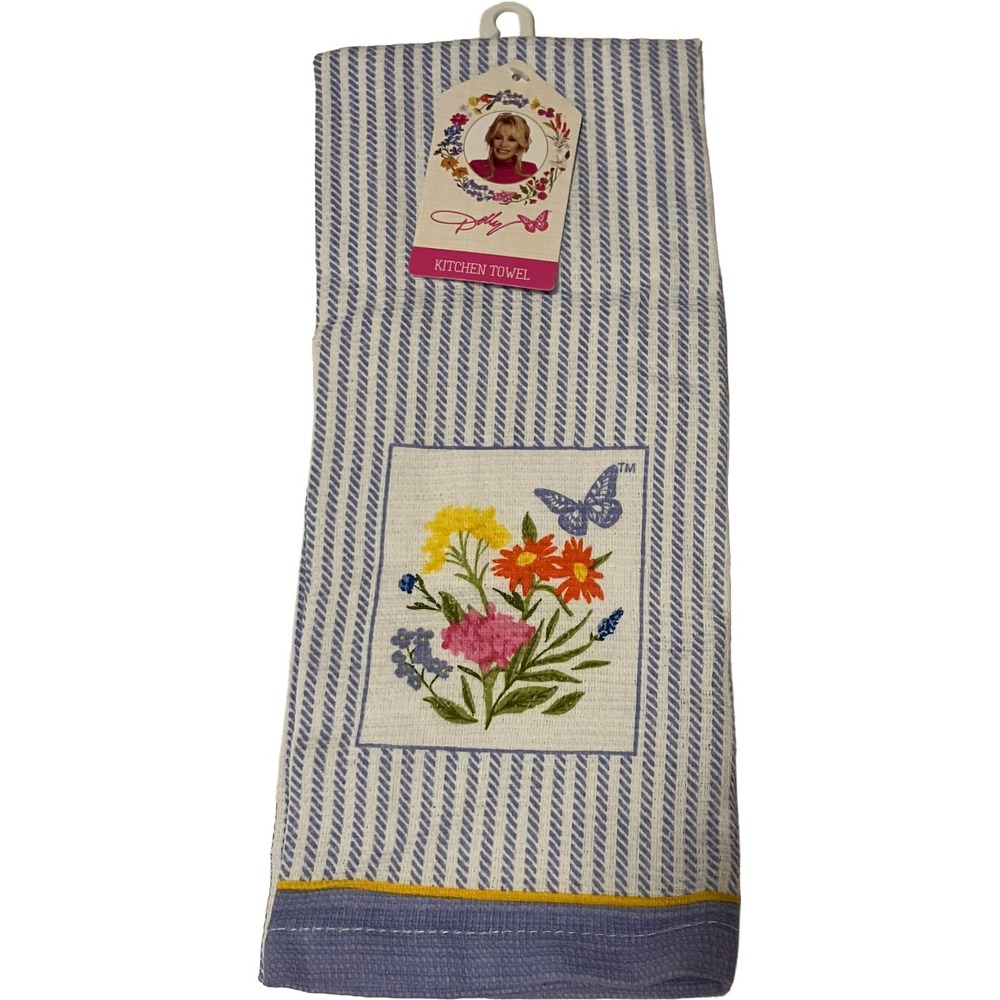 Dolly Parton 6pc Kitchen Set Floral Butterfly Tablecloth Drying Mat Towel New - Picture 6 of 7